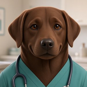 Dr. Woofington, an AI-generated mascot