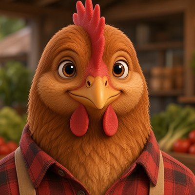 Henrietta Cluck, an AI-generated chicken mascot